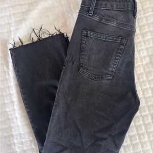 Stylish Black Frayed Hem Jeans